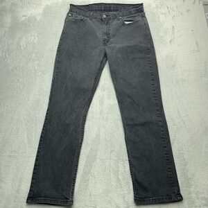 Levi's 514 Straight Leg Jeans Mens 36x32 Black Cotton Denim Dark Wash Slim Fit